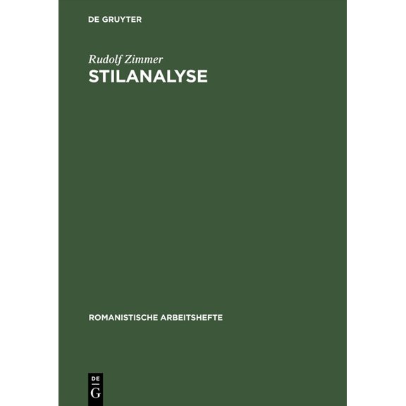 Romanistische Arbeitshefte Stilanalyse, Book 20, (Hardcover)