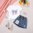 thumbnail image 2 of BOBOGOJP Kid Girls Clothes Outfits Bowknot T-Shirt + 2 In 1 Denim Short Skort Summer Clothing Set, Size 4-10, 2 of 4