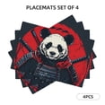 thumbnail image 3 of Placemats Set of 4 / 6, Red Black Eastern Panda Warrior Placemats for Dining Table Indoor/Outdoors Heat Resistant Washable Placemats 18" x 12", 3 of 8