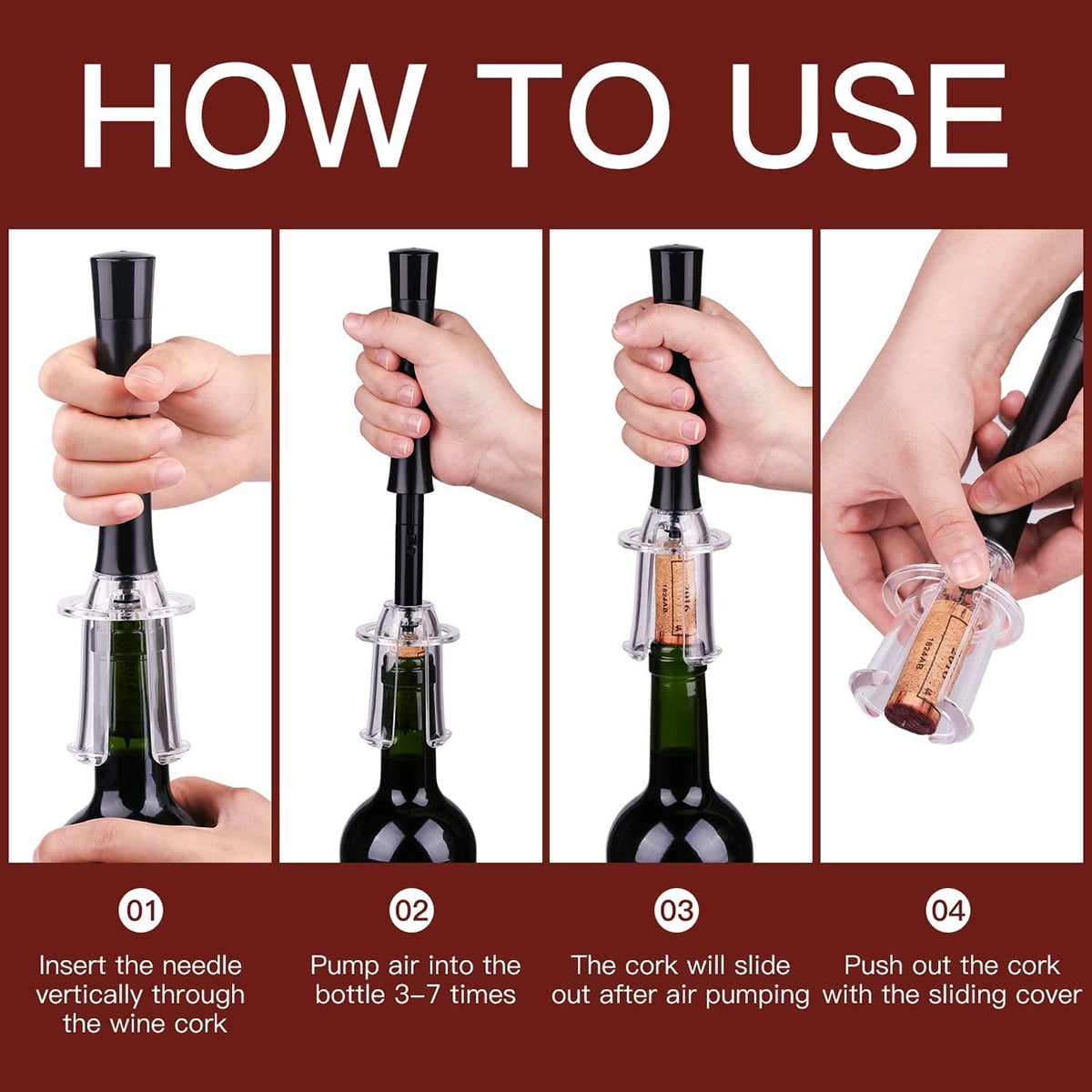 Kepooman Stainless Steel Wine Air Pressure Pump Bottle Opener Set with Foil Cutter & Aerator Pourer & Vacuum Stopper, Set of 4, Black Kepooman Stainless Steel Wine Air Pressure Pump Bottle Opener Set with Foil Cutter & Aerator Pourer & Vacuum Stopper, Set of 4, Black