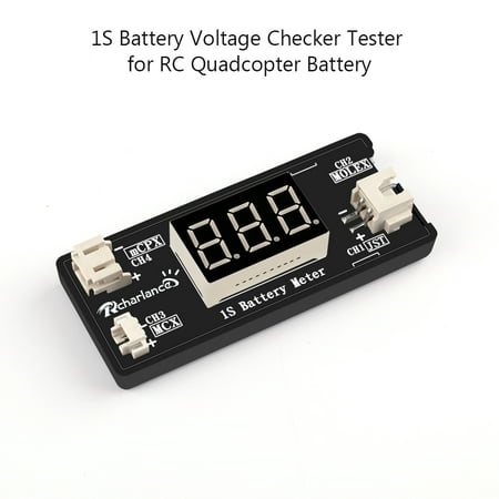 1S LiPo Battery Voltage Checker Tester for Drone Quadcopter Battery with JST MCX PH 2.0 and Micro Losi