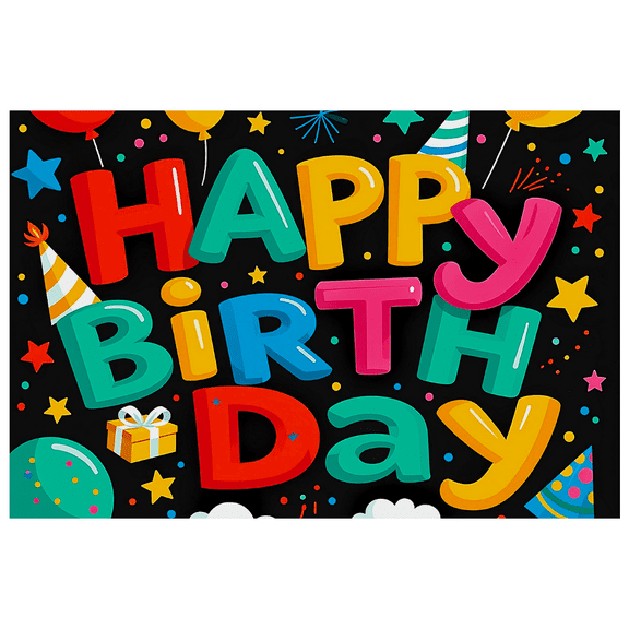 Colorful Happy Birthday Banner with Party Elements Backdrop Background for Birthday Party Decorations Photography Props Party Supplies Decorations