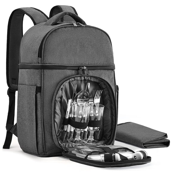 Mochila de Picnic Vogano con Juego para 2 Personas y Compartimento Refrigerado