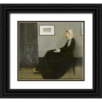 Whistler, James McNeill 29x26 Black Ornate Wood Framed with Double Matting Museum Art Print Titled - Whistlers Mother