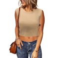 thumbnail image 2 of Pompotops Women's Sleeveless Solid Crop Basic Tank Yoga Sport Tops Gift For Women, 2 of 5