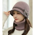 thumbnail image 2 of CoCopeaunts Women Wool Beanie Beret and Scarf Sets Knit Hat Fleece Lined Warm Bucket Hats Ski Cap Snow Hats Soft Hat and Scarf Set, 2 of 4