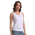 thumbnail image 2 of Women V Neck Tank Tops Summer Casual Sleeveless Loose Fit Banded Bottom Shirts, 2 of 6