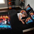 thumbnail image 4 of Manfei Boys Football King Bedding, Six Seven King Bed in a Bag, RedBlue Black Orange, Black Reversible 7-Piece, 4 of 6