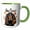Green/White, variant on 3drose, Chocolate Brown Cocker Spaniel Dog with Autumn Leaves Thanksgiving, 11oz Two-tone Red Mug