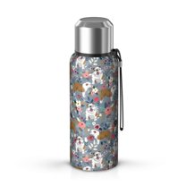 20 Oz Bulldog Dog and Flower Florals Coffee Tumbler Double Wall Insulated Stainless Steel Water Bottle | Metal Reusable Thermoses Flask with Cup Cap | Leak & Sweat Proof with Anti-Dust Lid