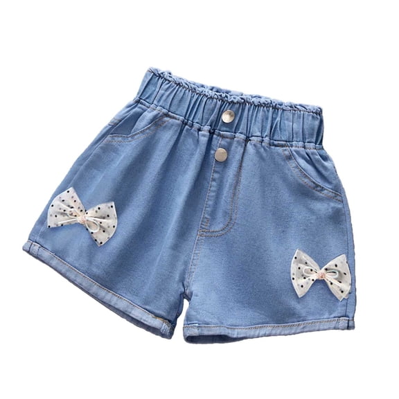 Toddler Baby Girls' Summer Denim Shorts With Buttefly Floral Embroidery Casual Fashion for Kids Size 2-3T