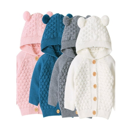 

Nituyy Baby Winter Sweater Long Sleeve Hooded Knitted Coat