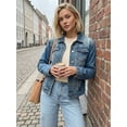 thumbnail image 3 of DARING DIVA Women's Classic Washed Long Sleeve Denim Jackets With Pockets S Grey Blue, 3 of 7