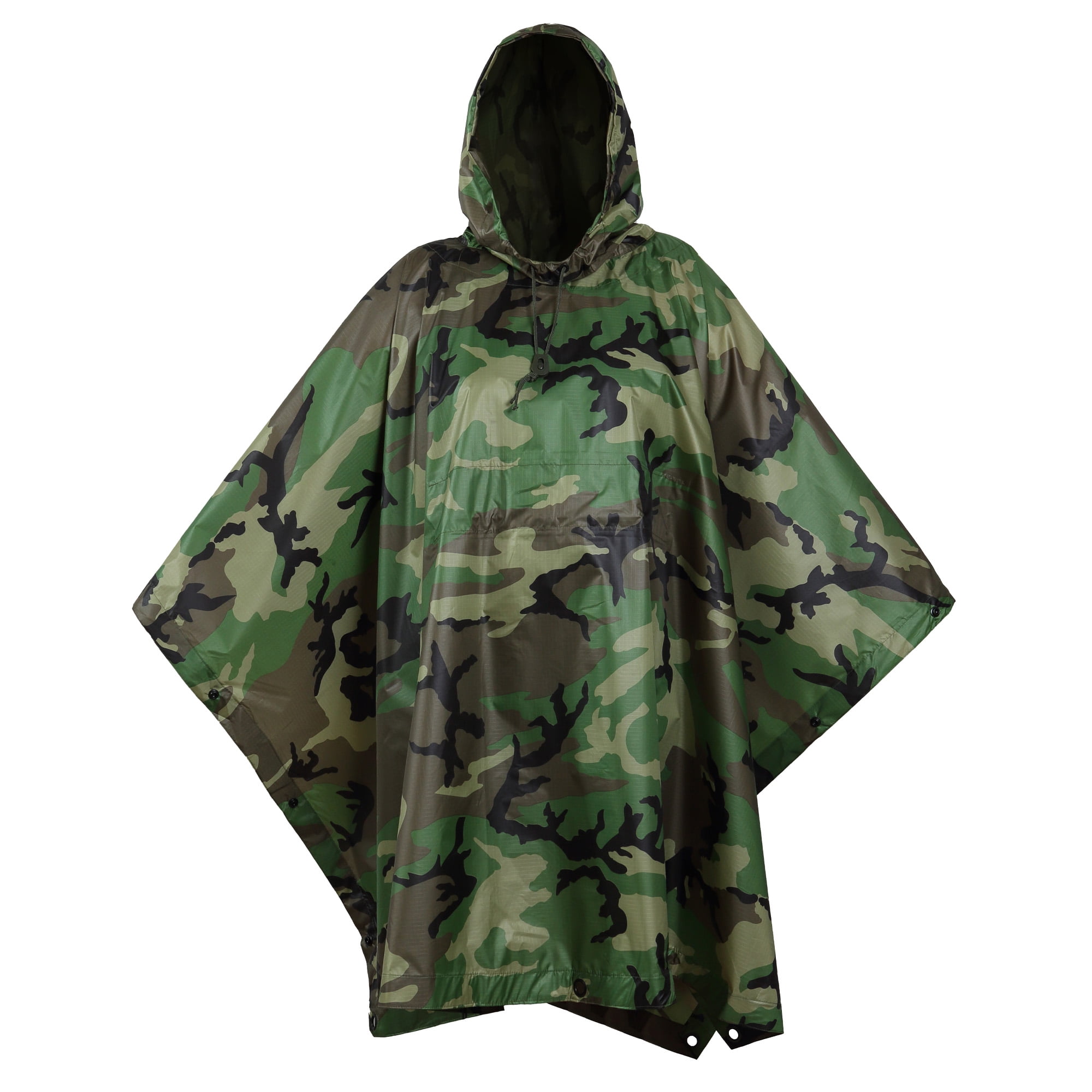 USGI Industries Military Style Poncho Multi Use Rip Stop Camouflage Rain Poncho 