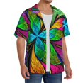 thumbnail image 2 of Naloa Multicolored Beautiful Flower Men's Loose Fit Cuban Collar Short-Sleeve Shirt, Hawaiian Shirts, Mens Shirts Casual for Everyday Wear Outings-Large, 2 of 5