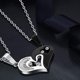 thumbnail image 5 of Collar con colgante de acero inoxidable para hombre y mujer, rompecabezas de corazón, cadena de 22 pulgadas, 2 piezas por juego JM, 5 of 5
