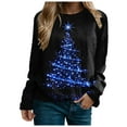 thumbnail image 6 of TTUHYWXI Womens Green Red Christmas Sweatshirts Xmas Tree Snowflake Printed Long Sleeve Pullover (Blue, S), 6 of 6