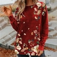 thumbnail image 1 of Qiopertar Chemise Imprimée Mode pour Femmes Col Rond Manches Longues Hauts Assortis Offres de la Semaine Liquidation à Moins de 5$ jusqu'à 90% de Réduction, 1 of 5