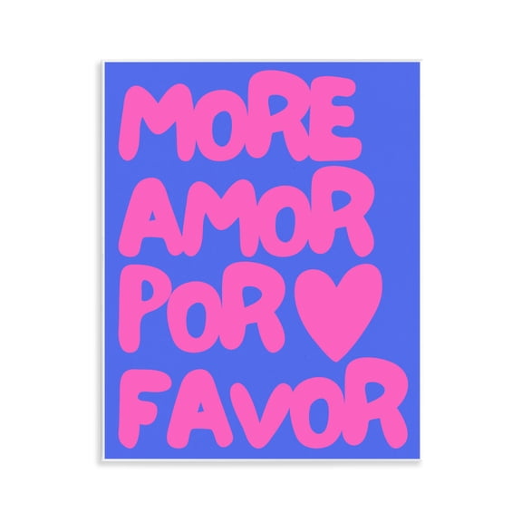Stupell Industries Modern More Amor Blue & Pink Wall Plaque Art, 11 x 14, by House of Lulu