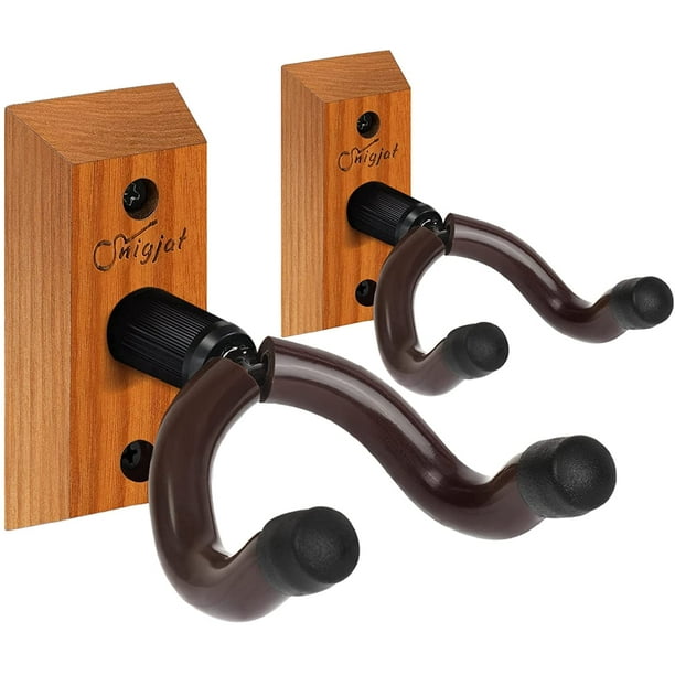 Paquete de 2 colgadores de guitarra, soporte de pared para guitarra de madera dura, colgador de pared giratorio para guitarra con tornillos, soporte de gancho para colgador de guitarra en forma de V