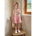 thumbnail image 5 of BemeyourBBs Toddler Baby Girl Summer Clothes One Piece Romper Outfit Strap Jumpsuit Overalls Cute Sleeveless Crochet Granny Square Floral Strawberry Embroidered Patchwork Ruffled Bottom Shorts, 5 of 9
