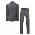 thumbnail image 4 of Finelong Men's Dark Gray Pinstripe Double-Breasted Two-Piece Suit, Suitable for Business and Other Formal Occasions, 4 of 7