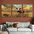 thumbnail image 6 of Canvas Wall Art Highland Cow Cattle Longhorn Cattle Picture Texas Wildlife in Sunset Farm Painting Modern Home Farmhouse Decor Framed, 6 of 6