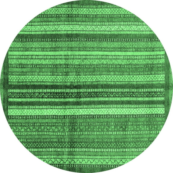 Ahgly Company Indoor Round Abstract Emerald Green Modern Area Rugs, 4' Round