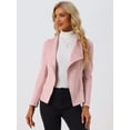 thumbnail image 2 of Chaqueta de gamuza sintética Allegra K Cárdigan Outwear Drapeado con solapa frontal abierta Rosa S, 2 of 5