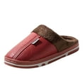 thumbnail image 3 of Fuzzy Slippers For Women Couple Fall Winter Solid Color Leather Home Warm Padded Outdoor Shoes Slippers Warm Cozy Winter House Slippers Bedroom Indoor House Shoes, 3 of 7