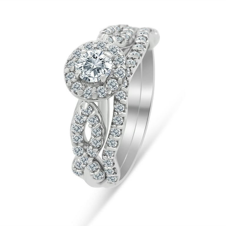 Sk Jewel Inc 1.00ctw Diamond Infinity Bridal Set in 10k White Gold