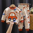 thumbnail image 1 of Conjunto de pijama para niños y niñas, camiseta de manga larga con estampado de dibujos animados, Tops con pantalones, ropa de dormir para otoño, novedad de 2023, 1 of 4