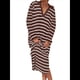 thumbnail image 4 of Vestido de Suéter A Rayas para Mujer, Otoño, de Punto Grueso, Cuello en V, Larga, Abertura, Holgado, Midi. Marrón L, 4 of 9
