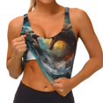 thumbnail image 4 of Lsque White And Red Sketch Dragon Printed Women'S Sports Bra, Compression, Moisture Wicking, High-Impact Sports Bra For Women,Supportive sports bra-Large, 4 of 9