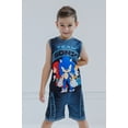 thumbnail image 2 of SEGA Sonic The Hedgehog Tails Knuckles Little Boys Mesh Tank Top Shirt and Shorts Outfit Set Black 4, 2 of 5