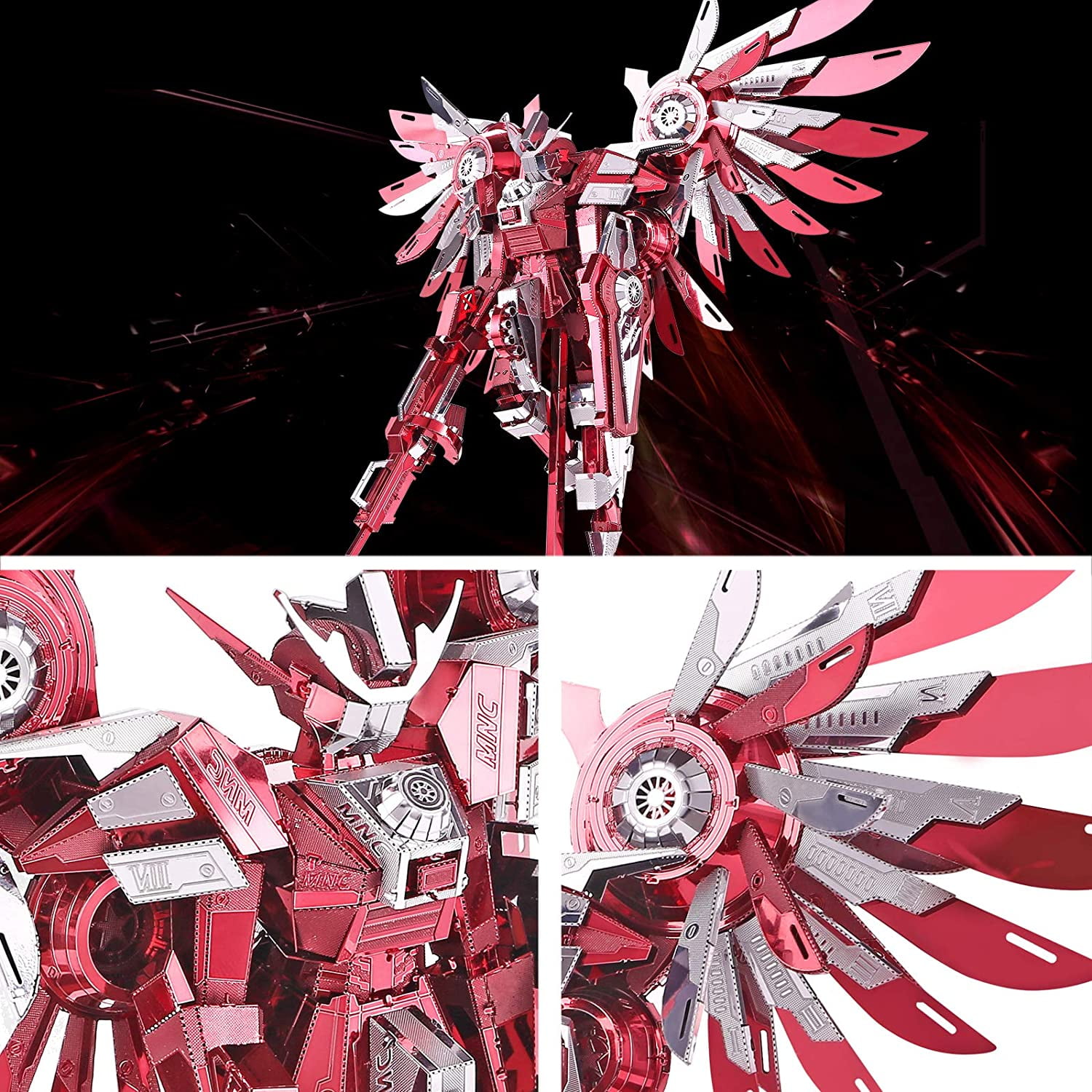 Piececool 3D Metal Puzzles for Adults, Thundering Wings Figure Mecha Model Kits Stee Building Blocks, Brain Teaser DIY Learning Toys for Teens Man Woman, 215 Pcs