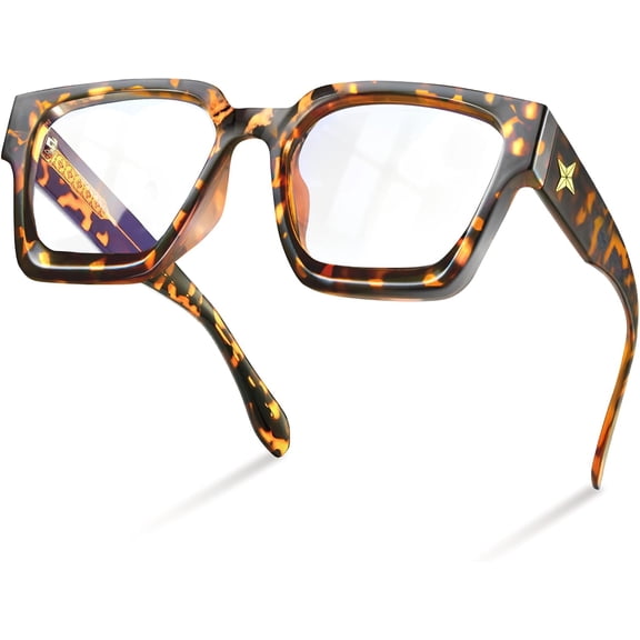livho Oversized Blue Light Blocking Glasses for Women - Rectangle Frame, Chic & Preppy, Fashion Eyewear for Computer, Coco Tortoise