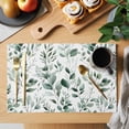 thumbnail image 2 of Watercolor Leaf Placemats Set of 2, Green Botanical Non-Slip Place Mats Washable Table Mats for Kitchen Dining Table Decorations Indoor/Outdoor, 2 of 9
