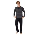 thumbnail image 1 of Debenhams - Set de Pijama Largo de Rayas de Jersey para Hombre (Negro), 1 of 4