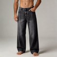 thumbnail image 2 of HOMADLES Men's Wide Leg Jeans Loose Fit Stretch Soft Casual Pants Side Pocket Fashion Pants Black Size S, 2 of 8