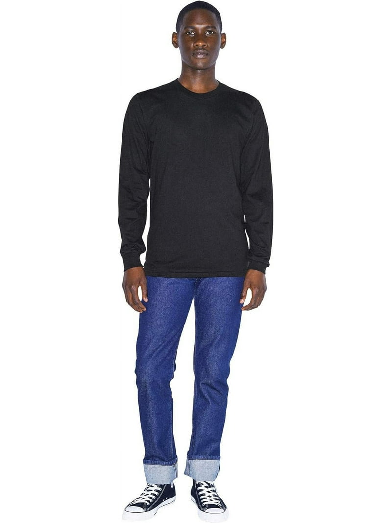American Apparel Men's Organic Fine Jersey Crewneck Long Sleeve T