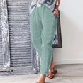 thumbnail image 4 of TYGHBN Women High Waisted Wide Leg Pants Fashion Drawstring Elastic Trousers Comfy Straight Leg Long Pants with Pockets Women Plaid Pants Casual Knit Pants Womens Casual Pants Petite Sweatpants Women, 4 of 6