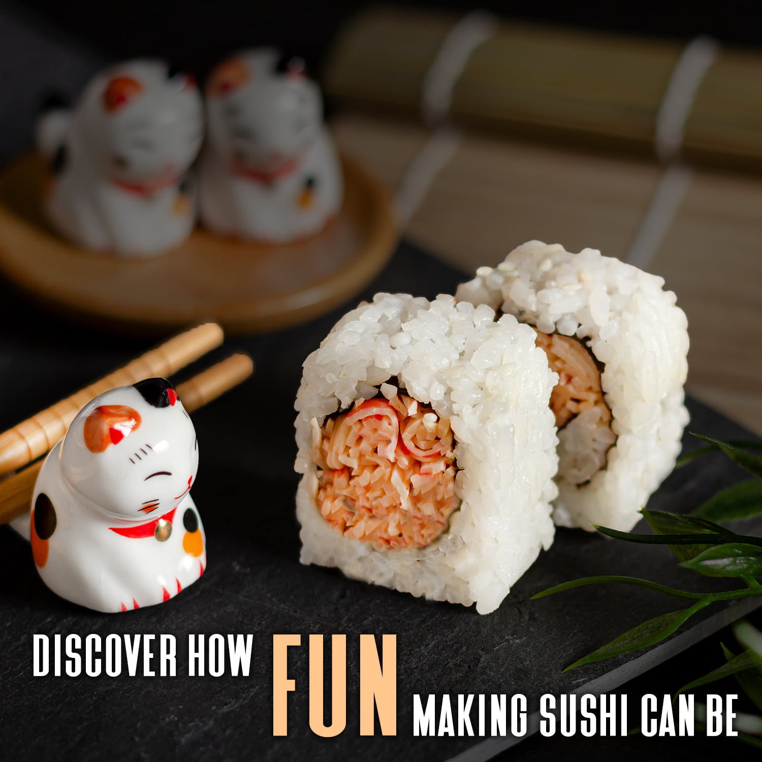 AOSION Sushi Making Kit- Premium Sushi Making Kit for Beginners/Kids/Pros  Sushi Makers,DIY Sushi Maker Kit with Sake Cups& Placemats,Bamboo
