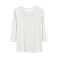 thumbnail image 4 of XIAfhje Casual Summer Short Sleeve Oversized T Shirt Basic Tees Tops For Women Solid Color 3/4 Sleeved Round Neck Loose Tank Top Fashion Trendy Basic Soft Outfits Comfy Clothes 2024, 4 of 4