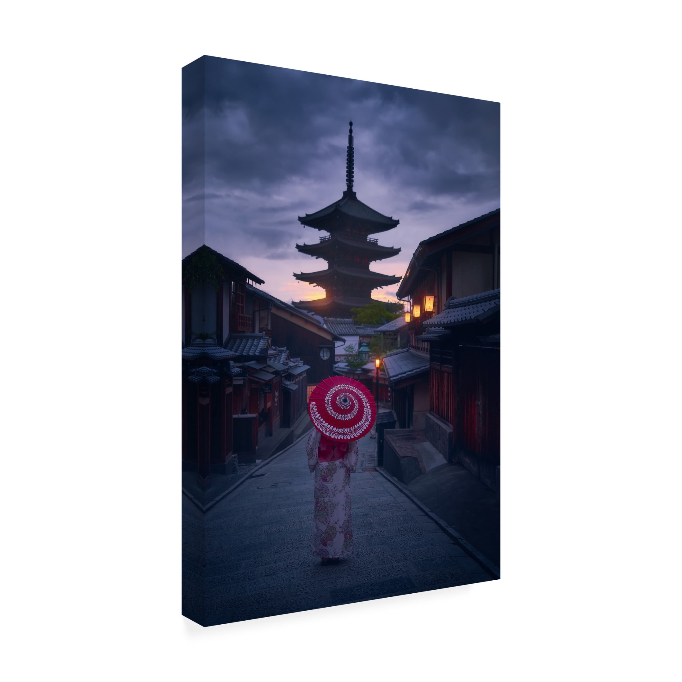 Canvas Wall Art - Javier De La 'Walking Kyoto' Wall Art for Living Room, Bedroom, or Office Décor by Trademark Fine Art - 30 x 47 Inches