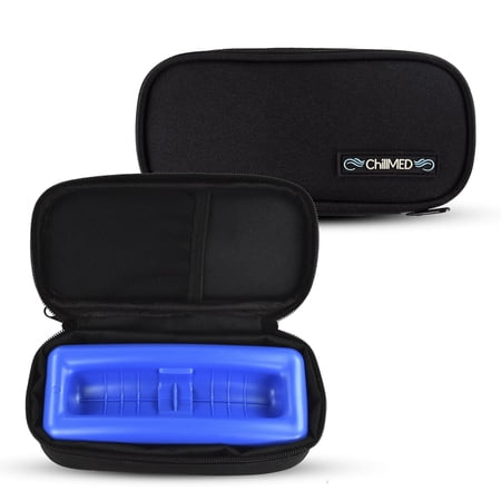 ChillMED Micro Cooler Bag - Diabetic Insulin Vial Carrying Case Travel Pack With Re-Freezable Ice Pack - Up to 12 Hours of Cooling- Travel Bag For Insulin & Medications (Black)
