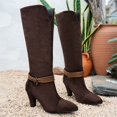 thumbnail image 6 of KEVCHE Women's Chunky Heel Knee High Boots, Plus Size Pointed Toe Suede Casual Design with Breathable Lining, Trendy Boots for Daily Party Wear, 6 of 8