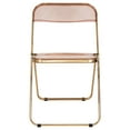 thumbnail image 3 of LeisureMod Lawrence Modern Acrylic Folding Chair With Gold Metal Frame in Rose Pink, 3 of 10