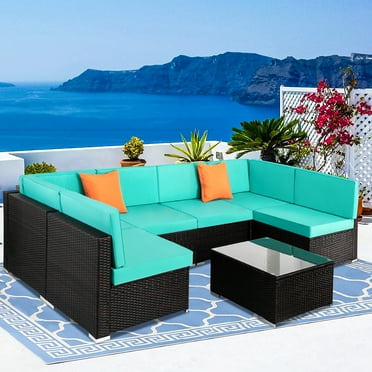 Outdoor Furniture Sectional Sofa 7 Piece Patio Sets With 6 Cushion Seat 1pc Rectangular Coffee Table 2 Pillows Dining For Poolside Garden Lawn Pool Backyard Q8162 Com Outdoor Furniture Sectional Sofa 7, Uduka Outdoor Furniture