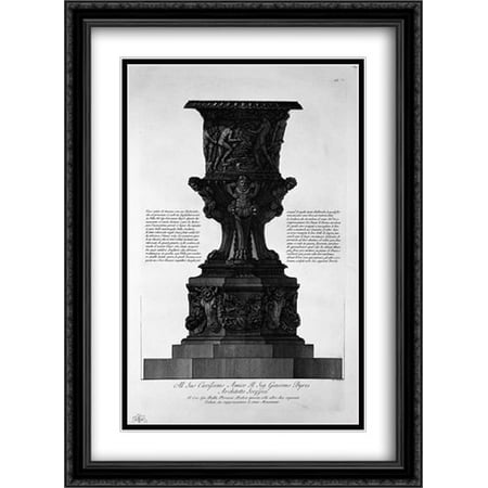 Great ancient vase with its marble pedestal found at Hadrian`s Villa in 1769 2x Matted 28x38 Large Black Ornate Framed Art Print by Piranesi, Giovanni Battista